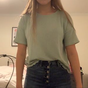 American eagle waffle knit cropped tee